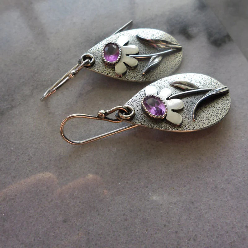 Boucles d'oreilles Vintage avec Fleurs 3D Élégantes