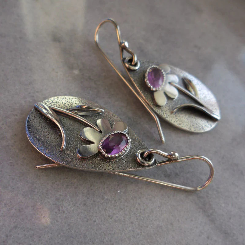 Boucles d'oreilles Vintage avec Fleurs 3D Élégantes
