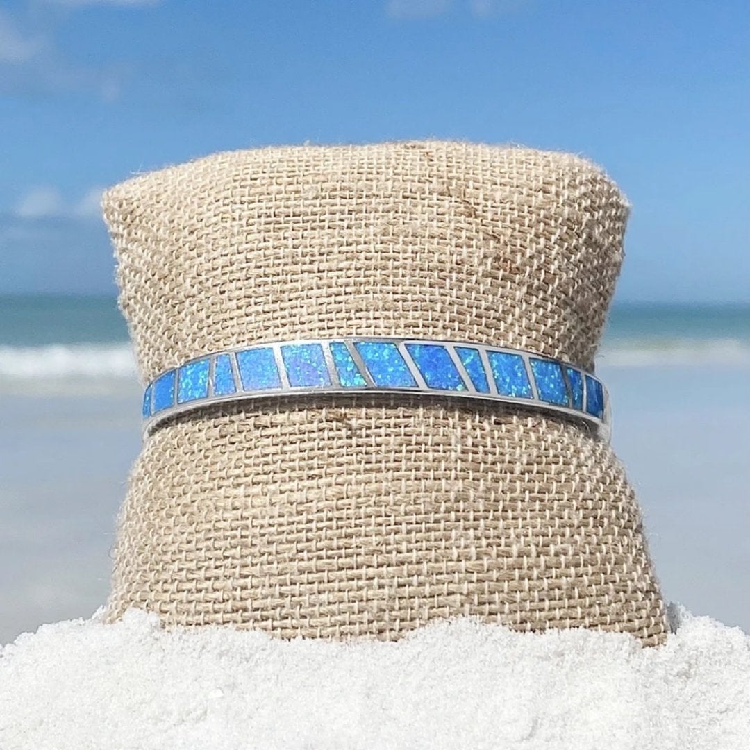 Éclatante Bracelet en Argent avec Opale Précieuse
