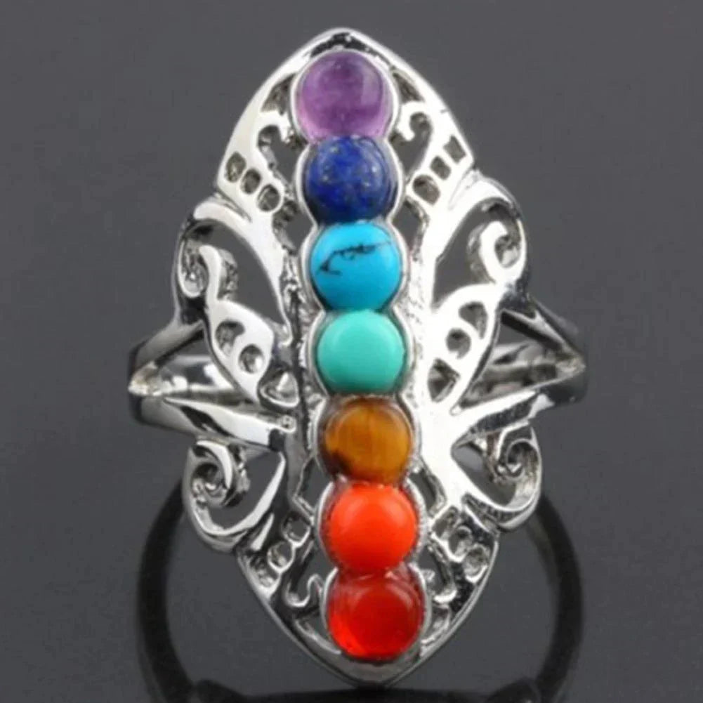 Bague Boho Ajustable en Argent Ornées de Pierres Naturelles Éblouissantes