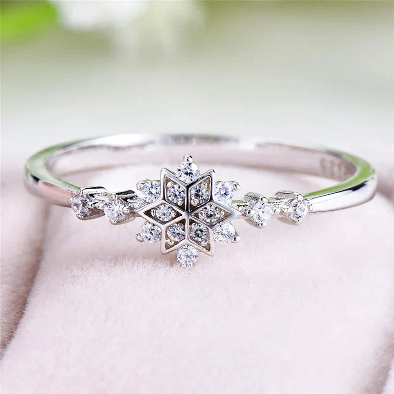 Éblouissante Bague Flocon de Neige en Argent Sterling 925