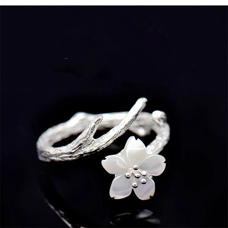 Éblouissante Bague en Jade Naturel Blanc avec Argent Sterling Éclatant