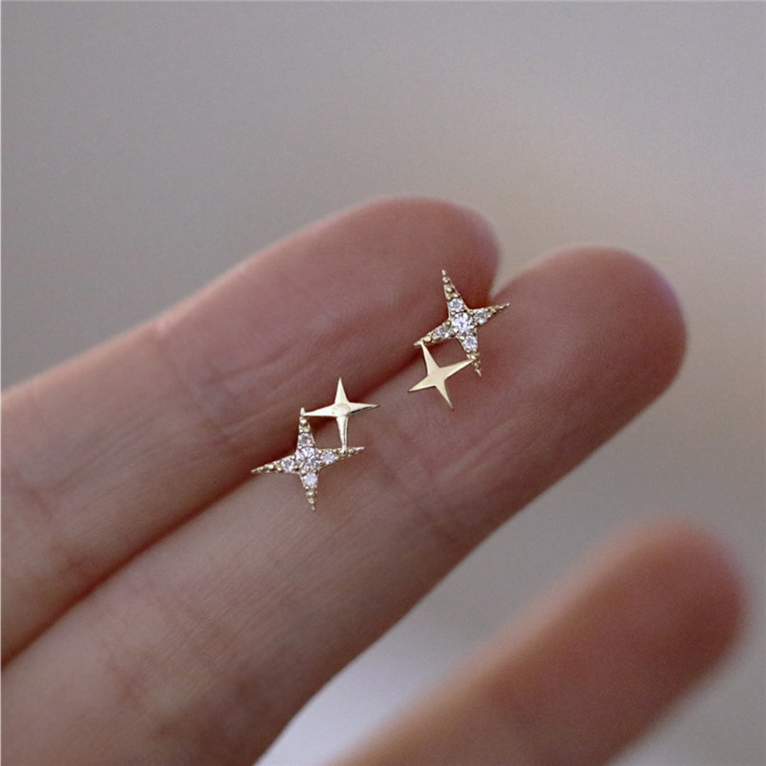 Boucles d'oreilles Étoiles scintillantes en or avec Zirconia ❤️