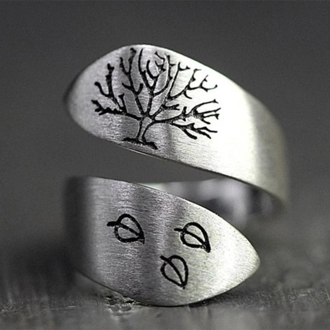 Bague en Argent Ajustable Arborant l'Arbre de Vie