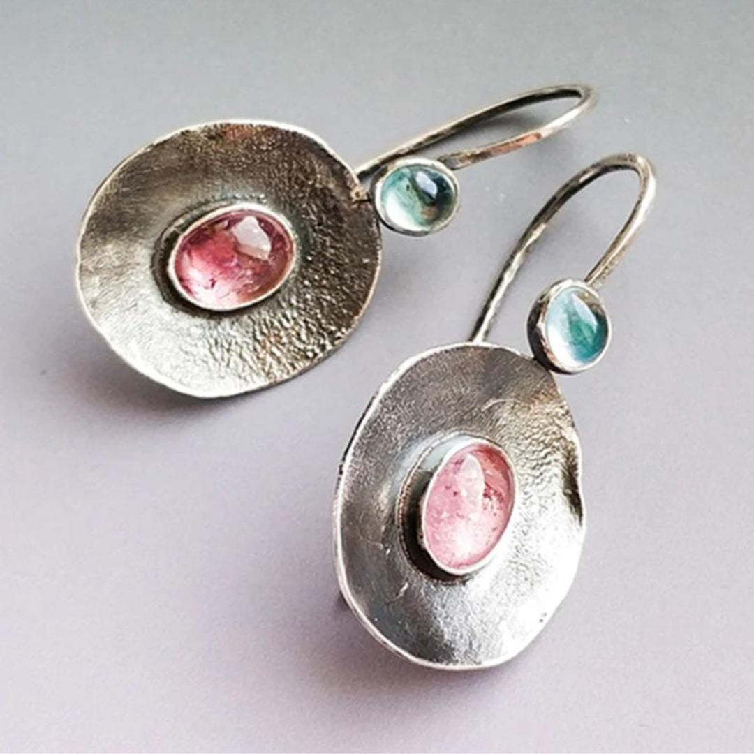 Boucles d'oreilles Boho en argent avec cristaux bicolores éclatants