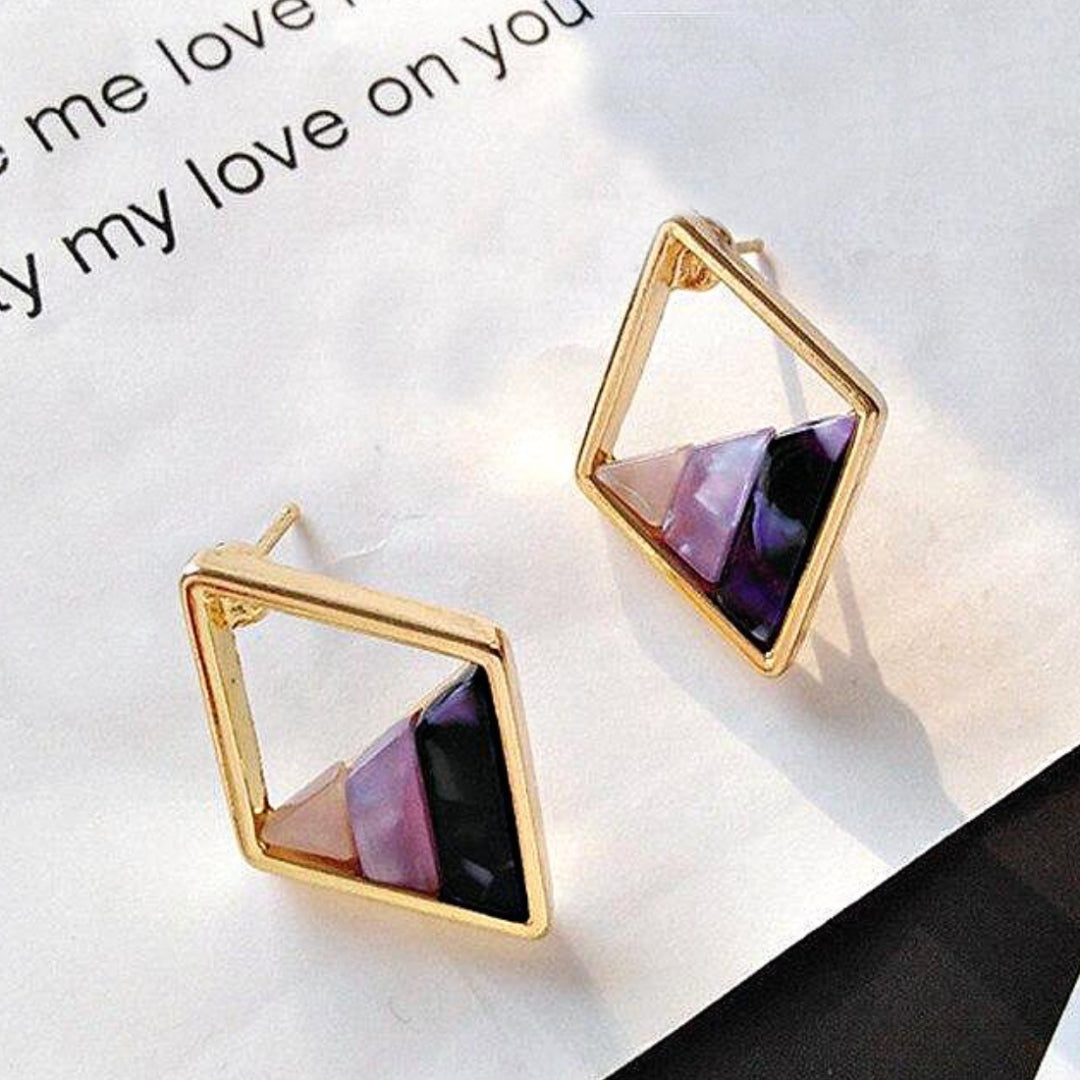 Boucles d'Oreilles Chic en Pierre Noire et Or