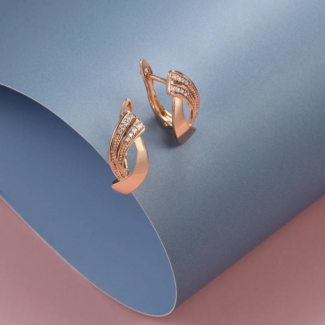 Boucles d'oreilles en Or Rose Éblouissantes avec Zirconium Élégant