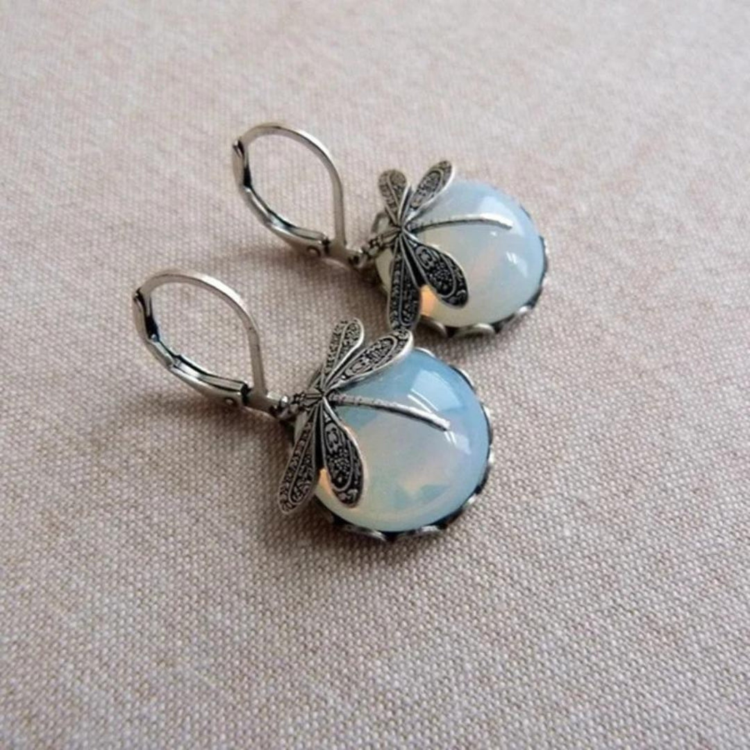 Éblouissantes Boucles d'oreilles Libellule en Argent 925 ornées de Cristaux Blancs étincelants