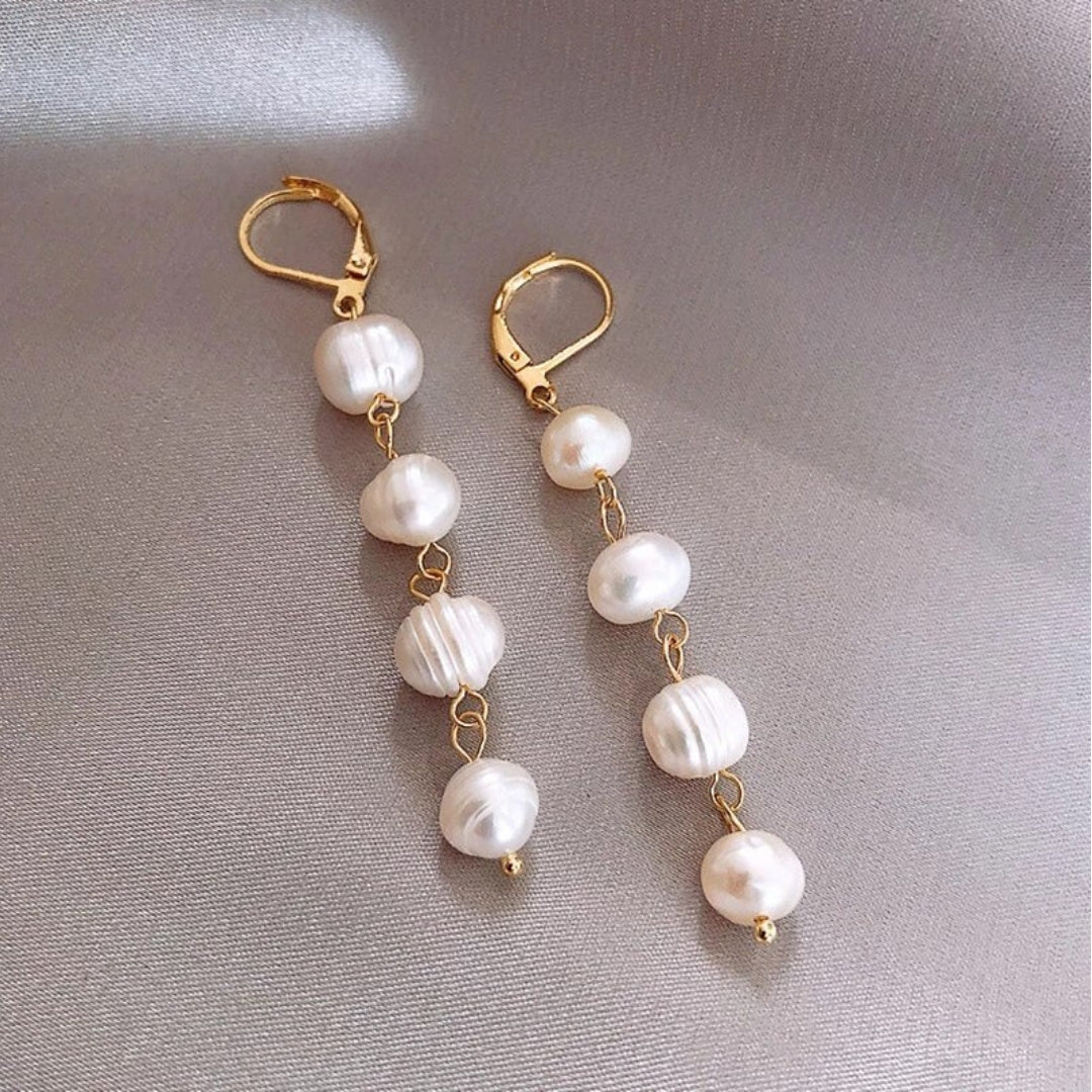 Éblouissantes Boucles d'Oreilles en Or avec Perles d'Eau Douce