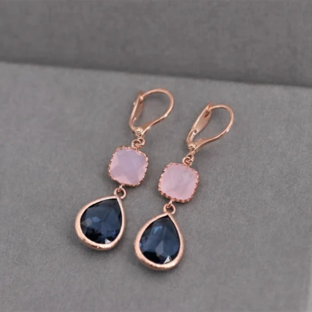 Élégantes Boucles d'Oreilles en Luxe ornées de Pierres Naturelles Précieuses