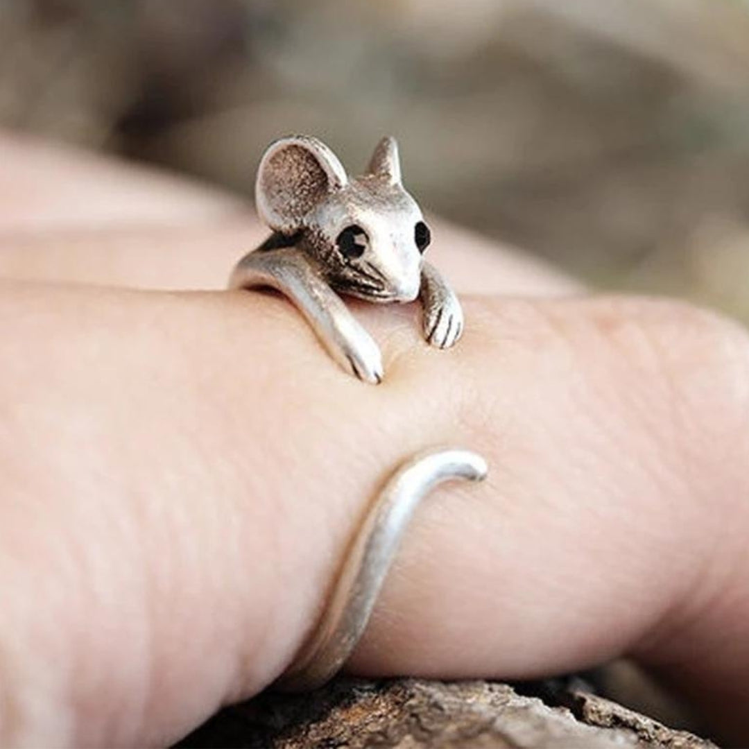 Bague Ajustable en Argent Design Souris