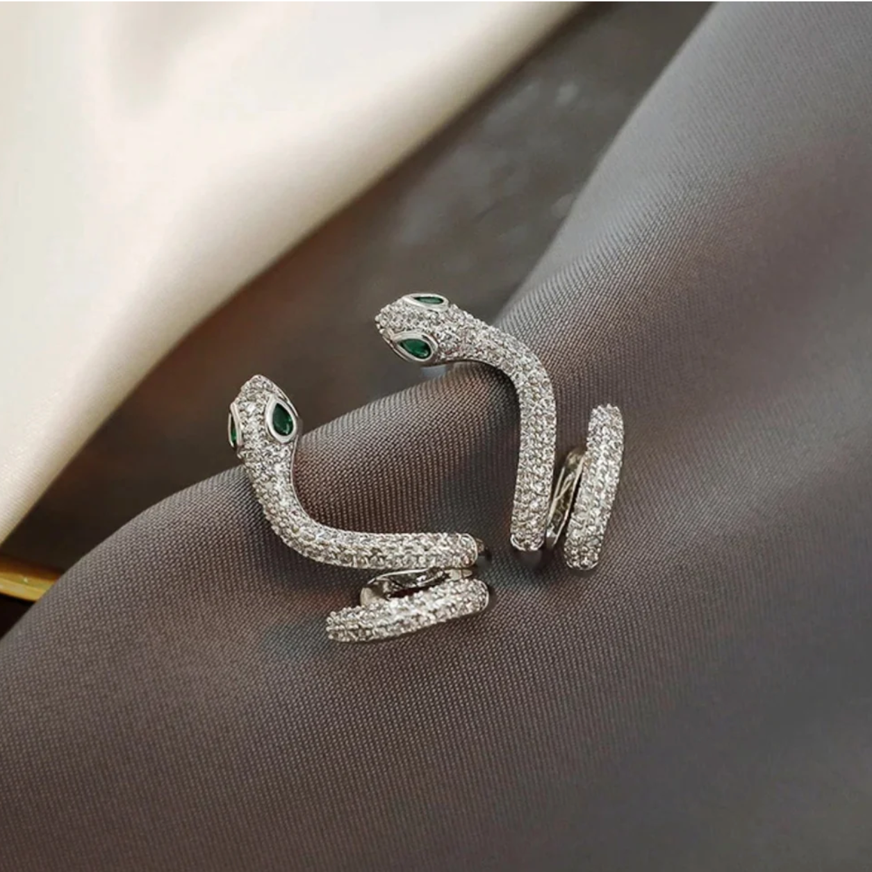 Éblouissantes Boucles d'Oreilles Serpent en Argent Argenté