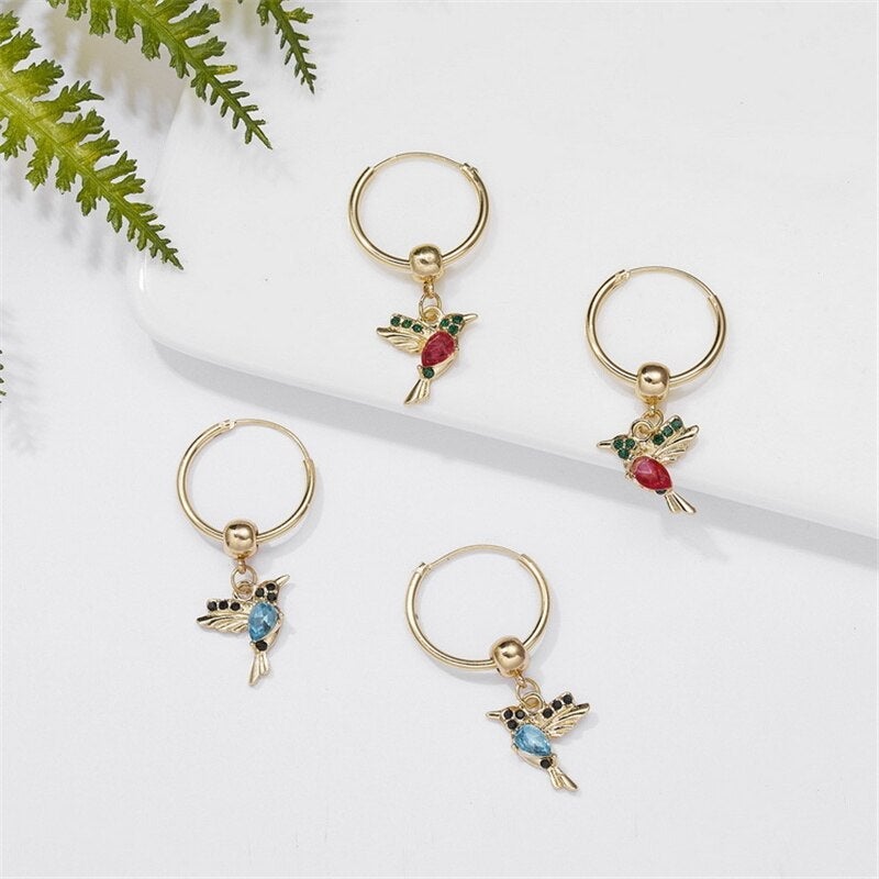 Boucles d'Oreilles Colibri Envolées en Édition Limitée, Éblouissantes avec Zircone Incrustée