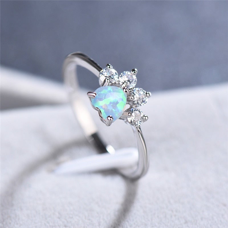 Éblouissante Bague en Opale et Zircon