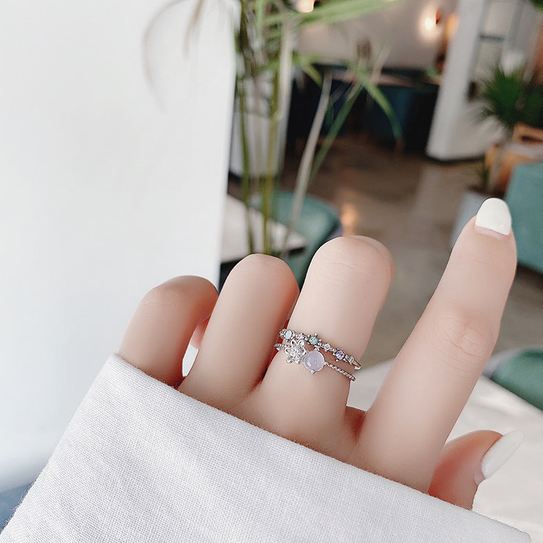 Sublime Bague Ajustable en Argent avec Éblouissante Pierre de Lune