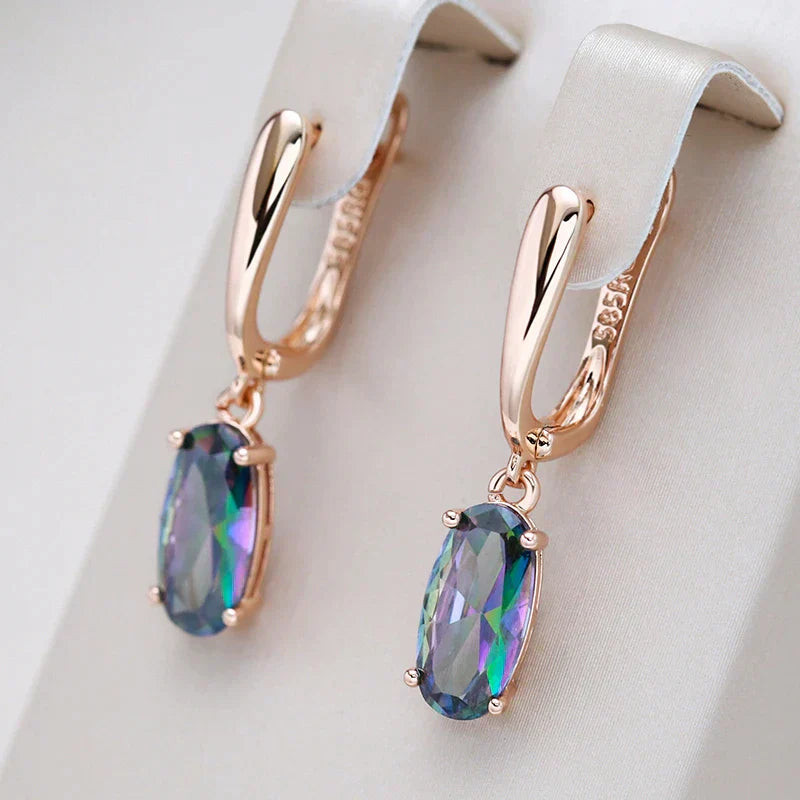 Boucles d'oreilles Chic en Cristal Bleu et Doré