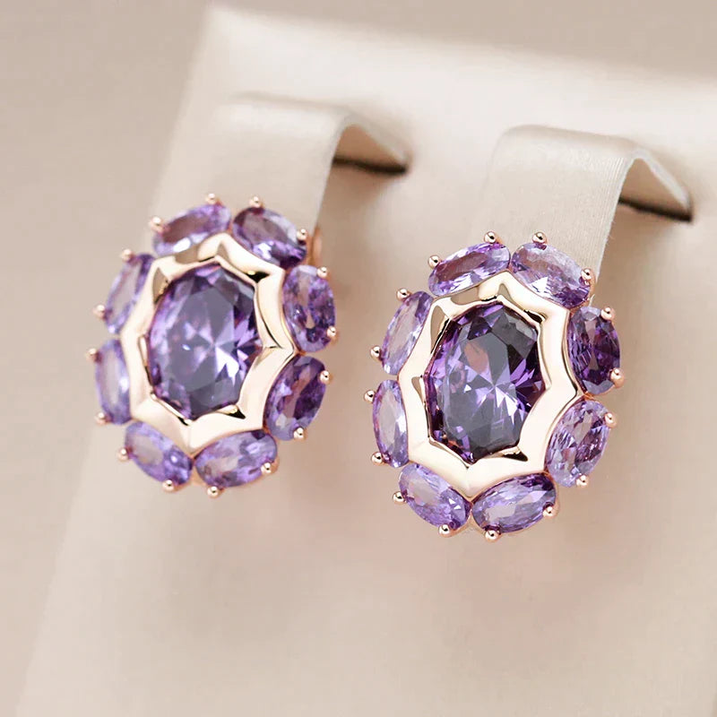 Sublimes Boucles d'Oreilles en Cristal Violet Élégant