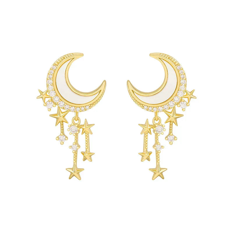 Éblouissantes Boucles d'Oreilles en Forme de Lune pour un Élégance Céleste