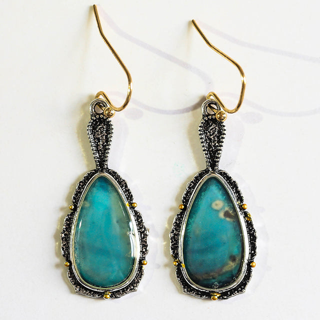 Boucles d'oreilles Rétro en Turquoise Éclatante et Ronde