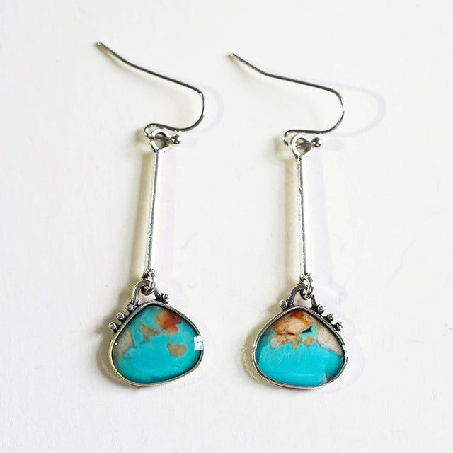 Élégantes Boucles d'Oreilles Vintage ornées de Pierre Turquoise