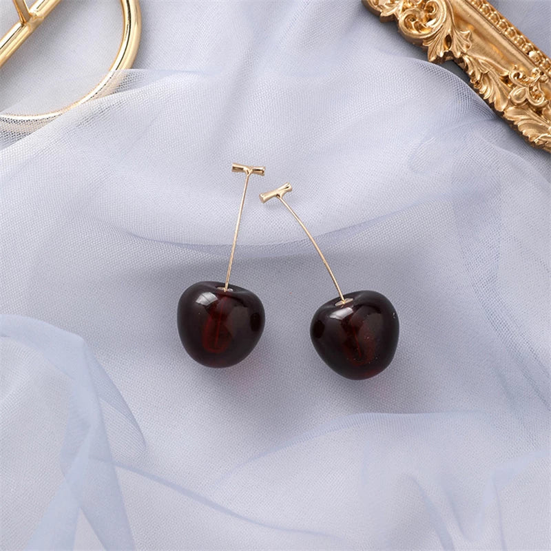 Éblouissantes Boucles d'Oreilles Luxe Cerise Rouge