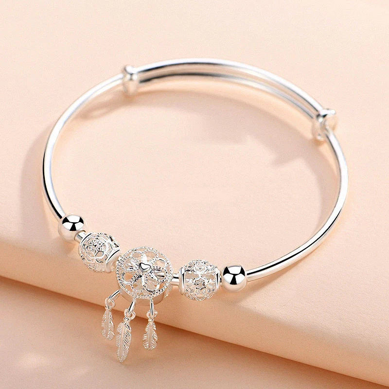 Bracelet Ajustable en Argent 925 avec Motif Attrape-Rêves