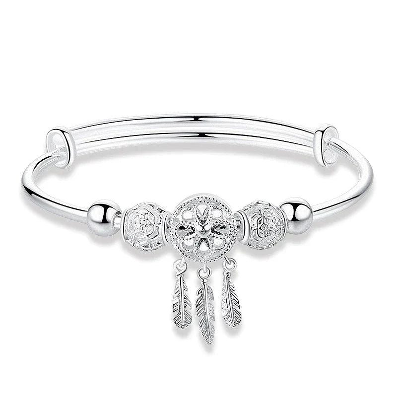 Bracelet Ajustable en Argent 925 avec Motif Attrape-Rêves