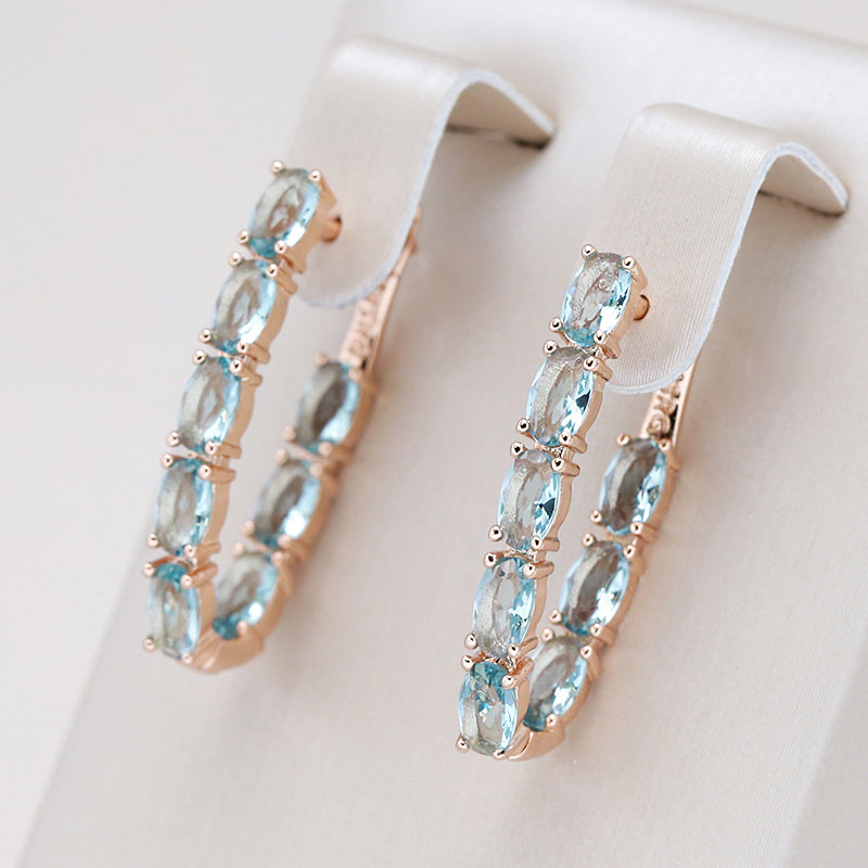 Boucles d'oreilles Élégantes en Or avec Zirconia Turquoise Éclatant