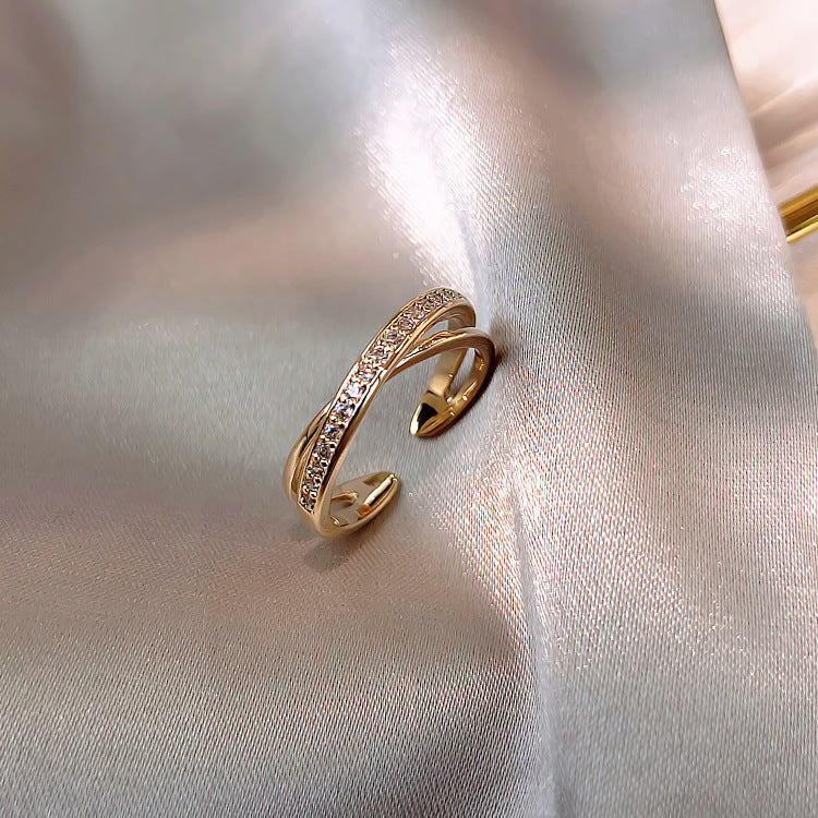 Bague Ajustable en Or avec Ăclat de Zirconium