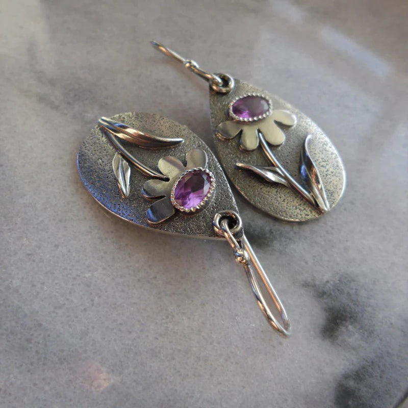 Boucles d'oreilles Vintage avec Fleurs 3D Élégantes