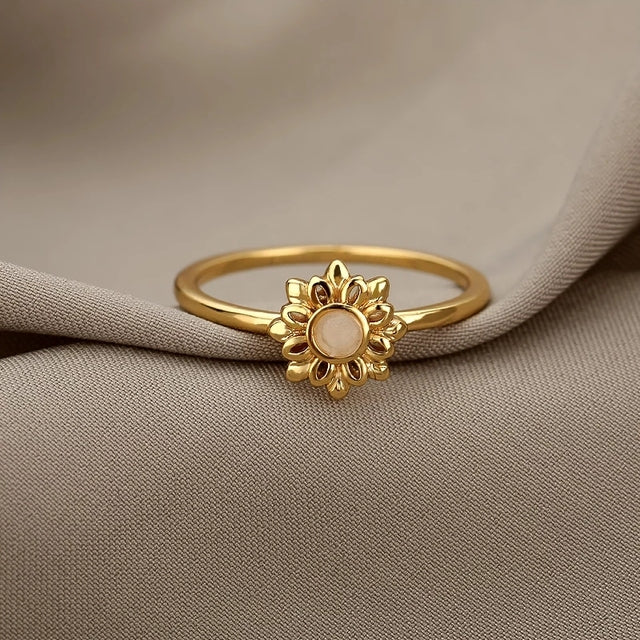 Bague Éclatante en Doré avec Motif Tournesol