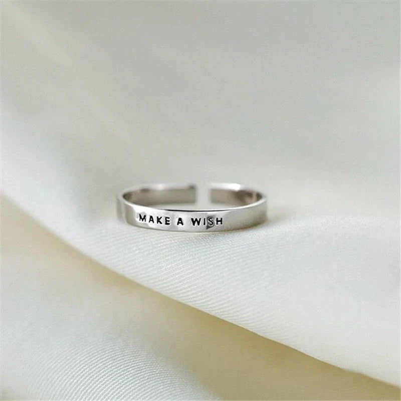 Bague Souhaits en Argent Ajustable – Transformez vos rêves en réalité!
