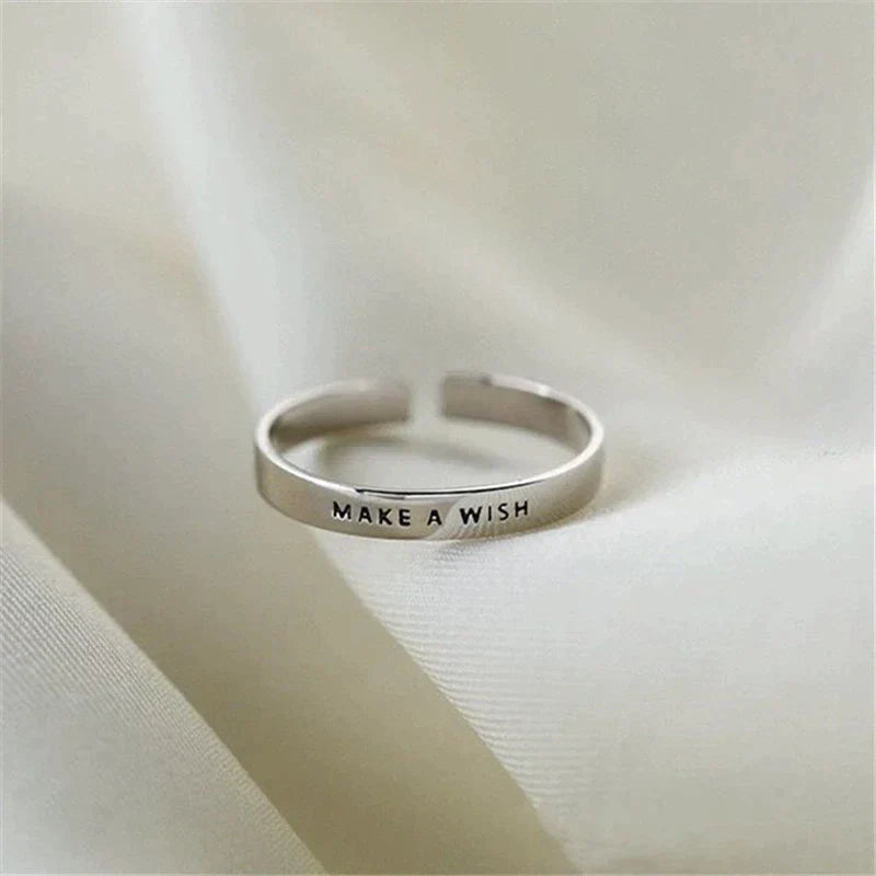 Bague Souhaits en Argent Ajustable – Transformez vos rêves en réalité!
