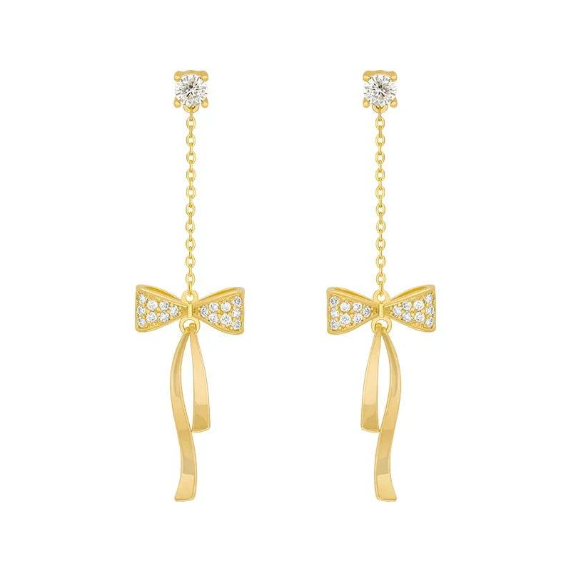 Boucles d'Oreilles Élégantes à Nœud en Cristal