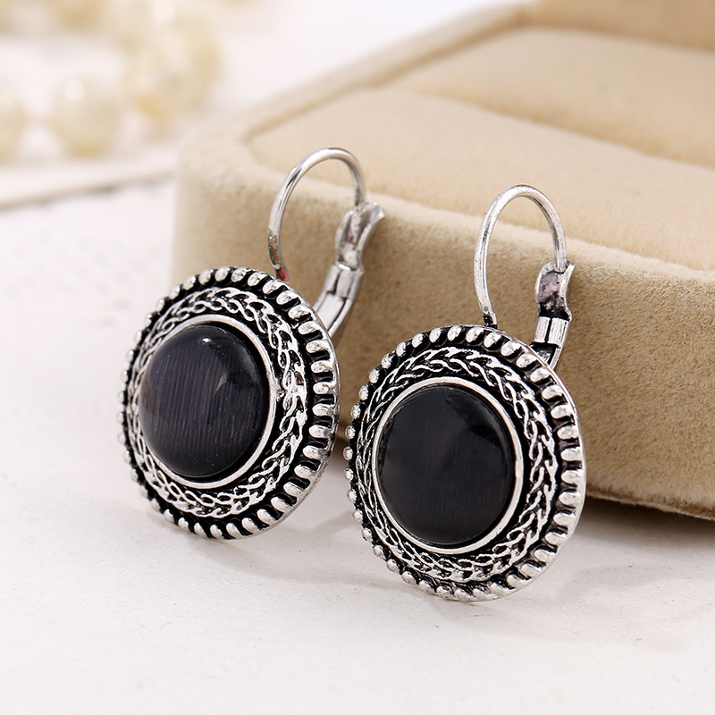 Boucles d'oreilles Boho en Argent avec Éclat de Pierres Rondes