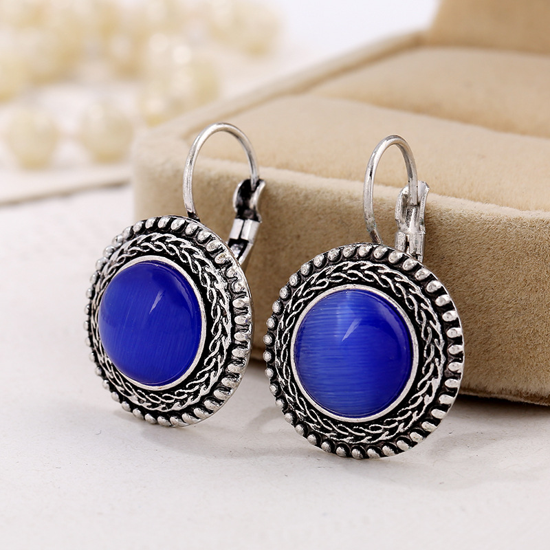 Boucles d'oreilles Boho en Argent avec Éclat de Pierres Rondes