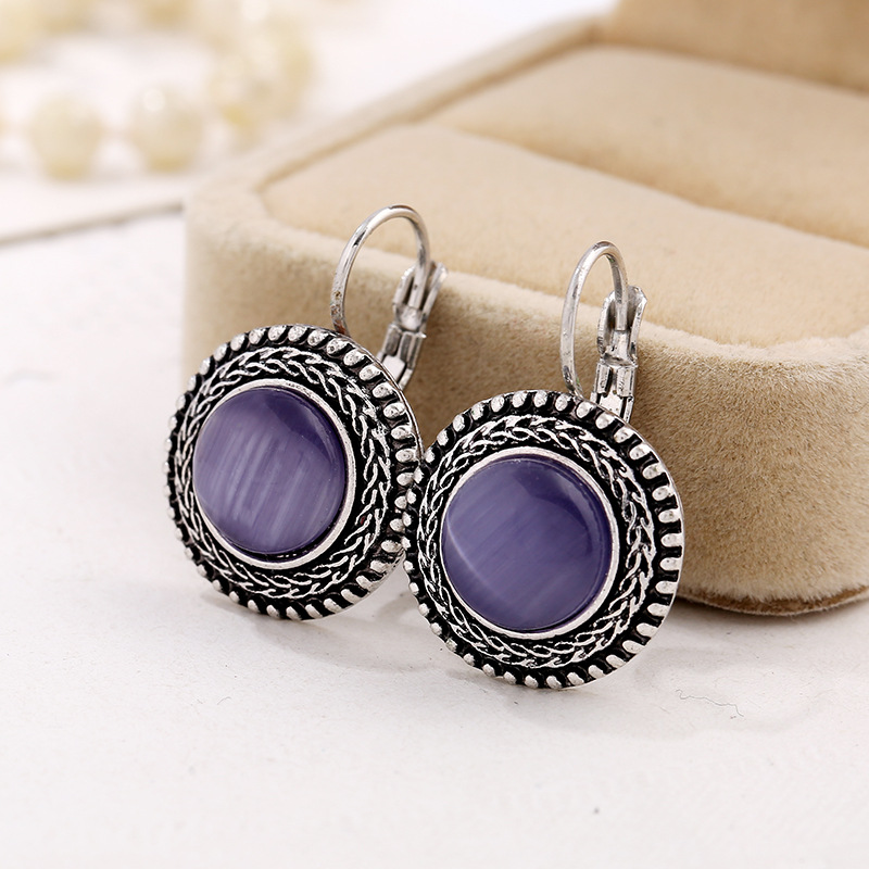 Boucles d'oreilles Boho en Argent avec Éclat de Pierres Rondes