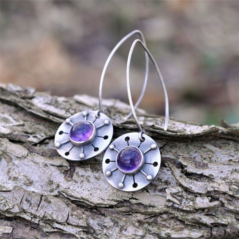 Élégantes Boucles d'oreilles Mauves au Style Vintage