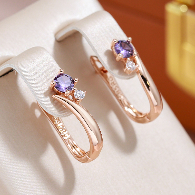 Chic Purple Zirconia Earrings