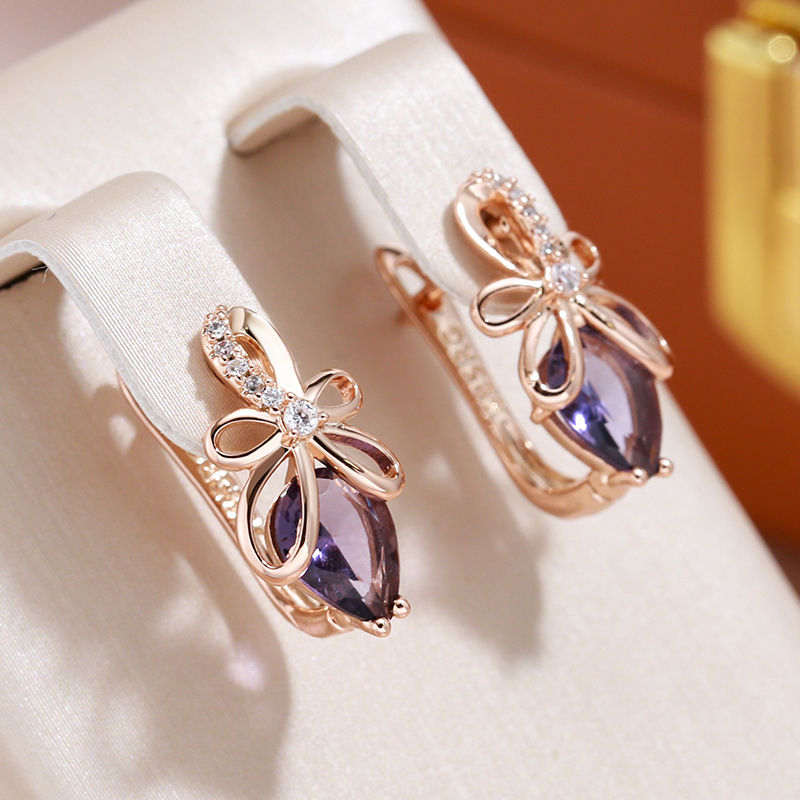 Boucles d'oreilles en Cristal Violet – Élégance et Raffinement Assurés