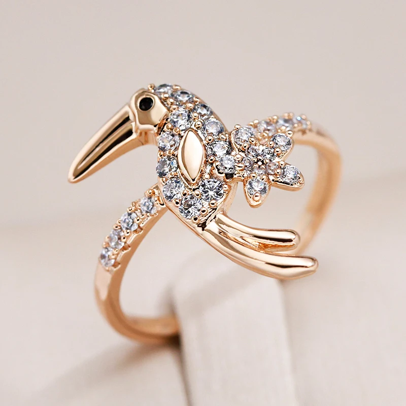 Bague Élégante Étincelante en Forme d'Oiseau