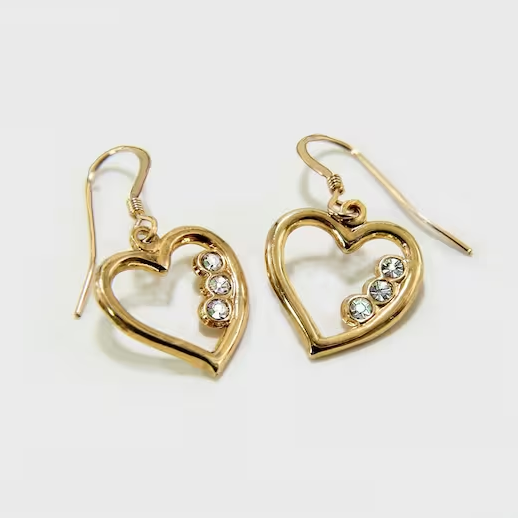 Élégantes Boucles d'Oreilles Vintage en Forme de Cœurs Dorés