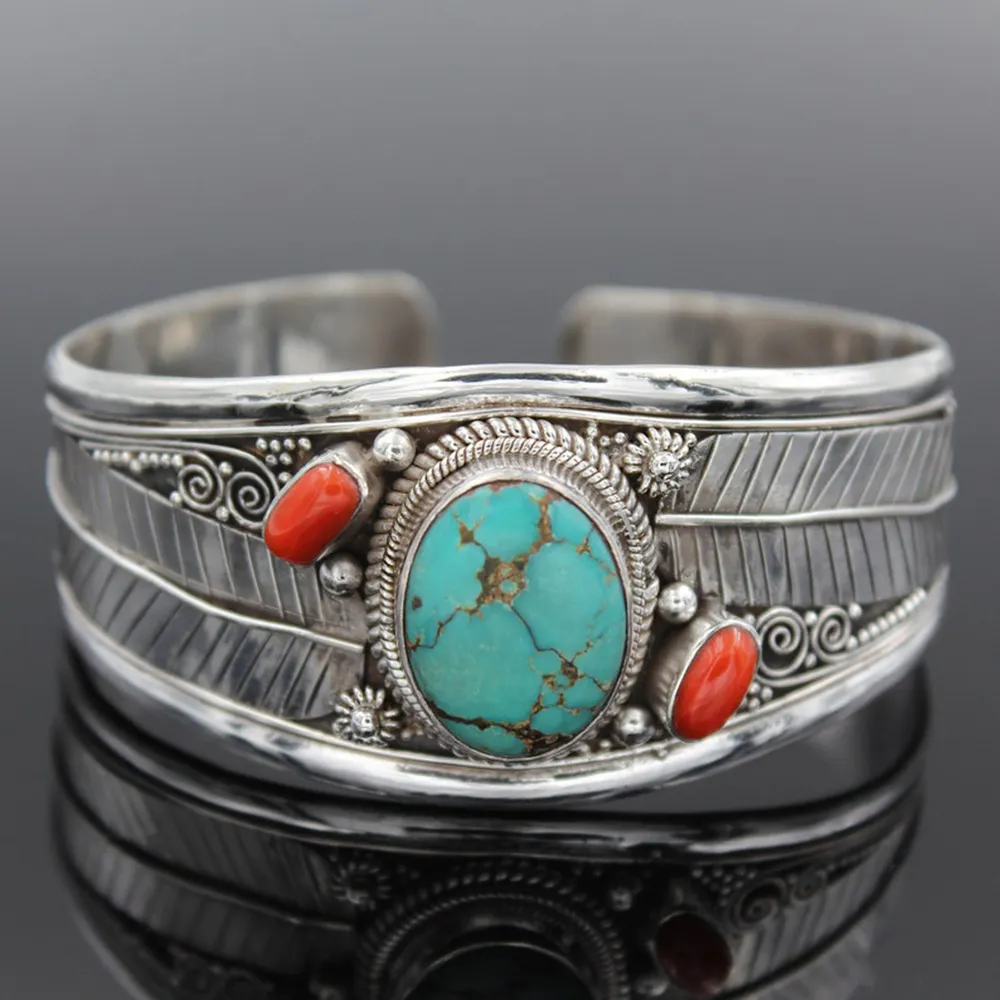Bracelet Vintage Élégant en Pierre de Turquoise
