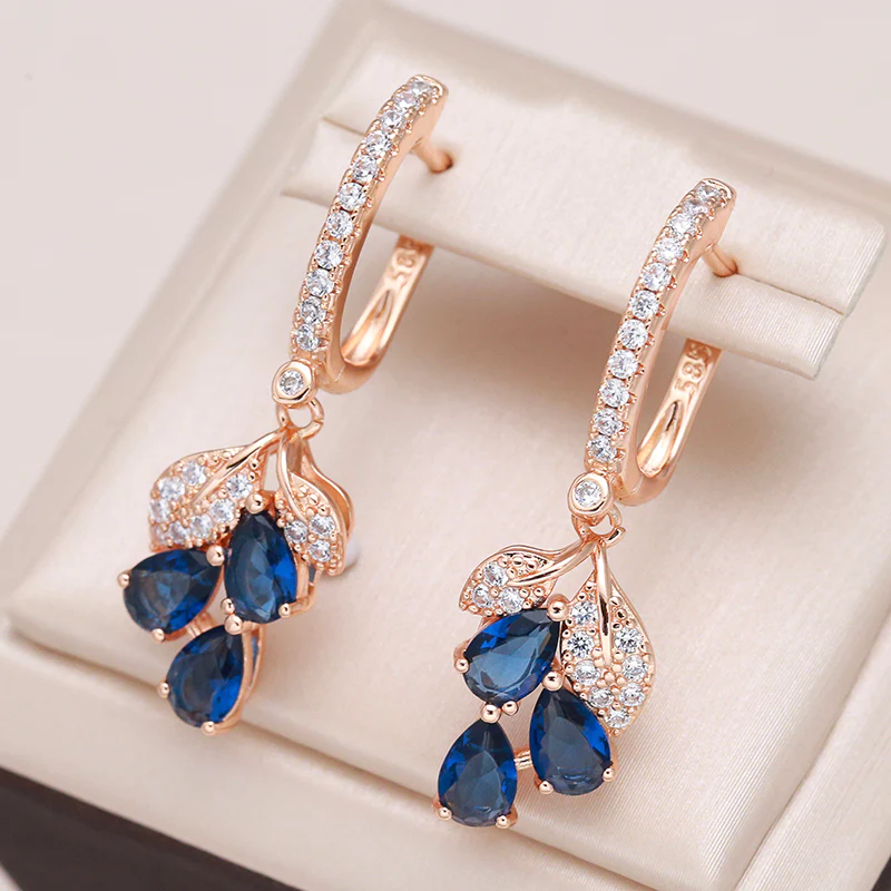 Boucles d'oreilles scintillantes en cristal bleu chic et raffiné