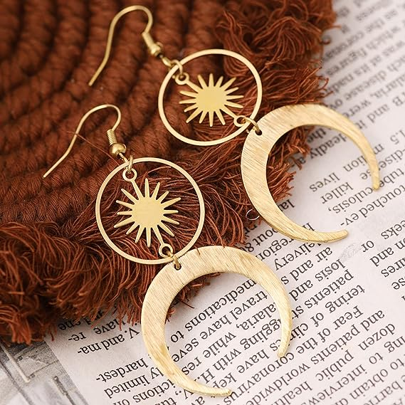 Élégantes Boucles d'Oreilles Vintage en Forme de Lune d'Or