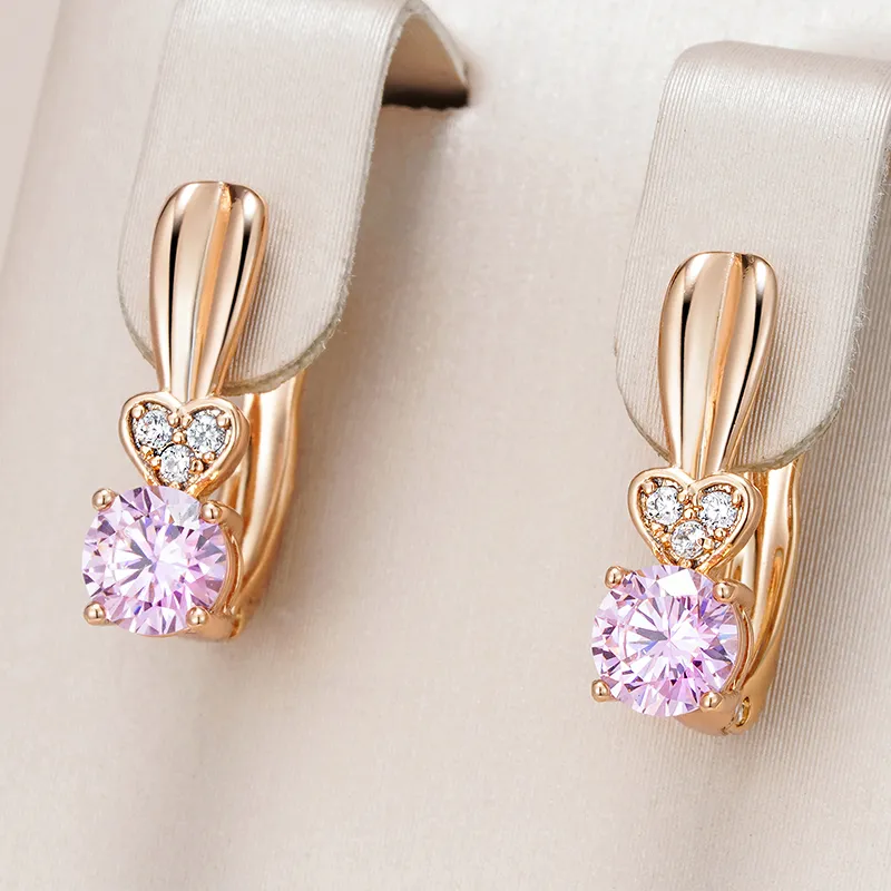 Boucles d'oreilles Élégantes en Zirconium, Plaquées Or Rose pour un Look Glamour