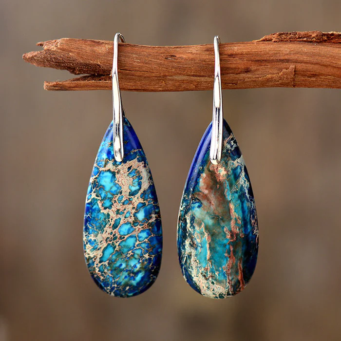 Boucles d'oreilles vintage élégantes en pierre bleue scintillante