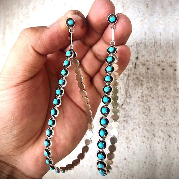 Éblouissantes boucles d'oreilles vintage en turquoise