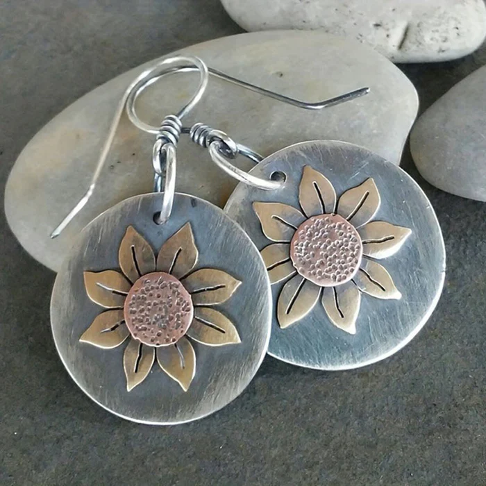 Boucles d'oreilles rondes en forme de tournesol scintillant
