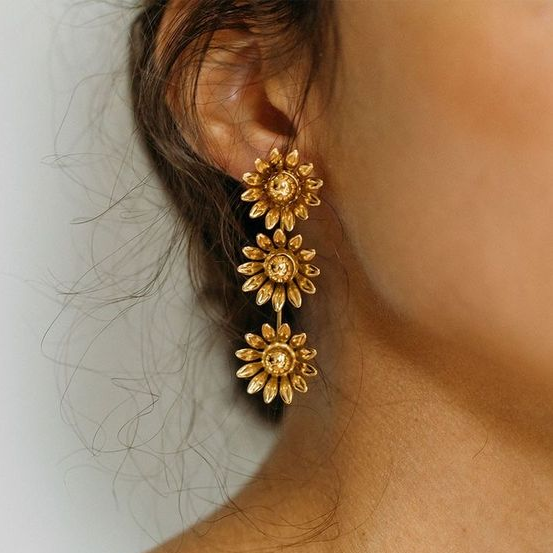 Boucles d'oreilles vintage en forme de tournesol élégantes et charmantes